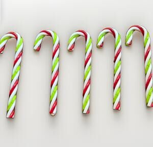 Vintage 5 Candy Cane Christmas Tree Ornament Acrylic Red Green Swirl 6”